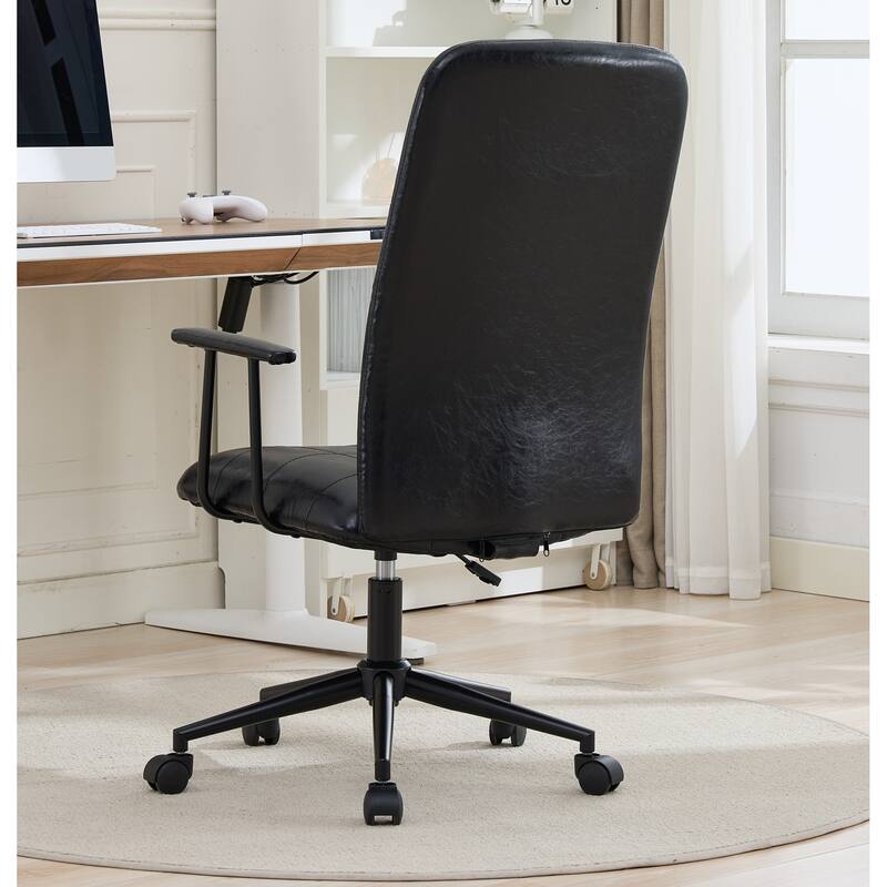 PU Leather Swivel Office Chair with Wheels, Ergonomic High Back Computer Chair, Home Office Chair with Adjustable Height