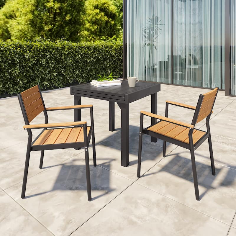 VredHom Outdoor Aluminum Stackable Dining Chairs with Armrest
