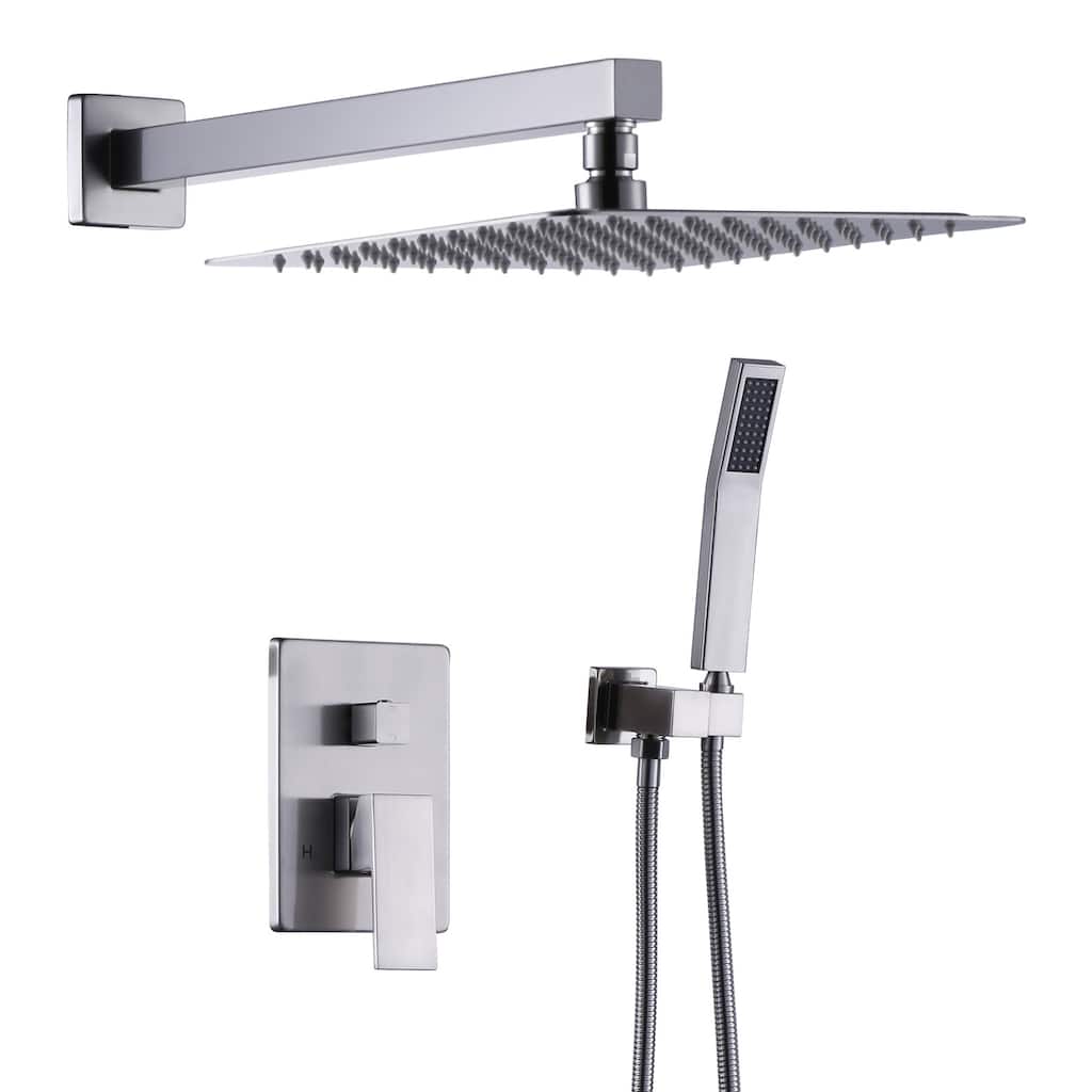 WOWOW 10 in. Square Shower Head 2-Spray Shower Faucet with Single Handle - 10 in.