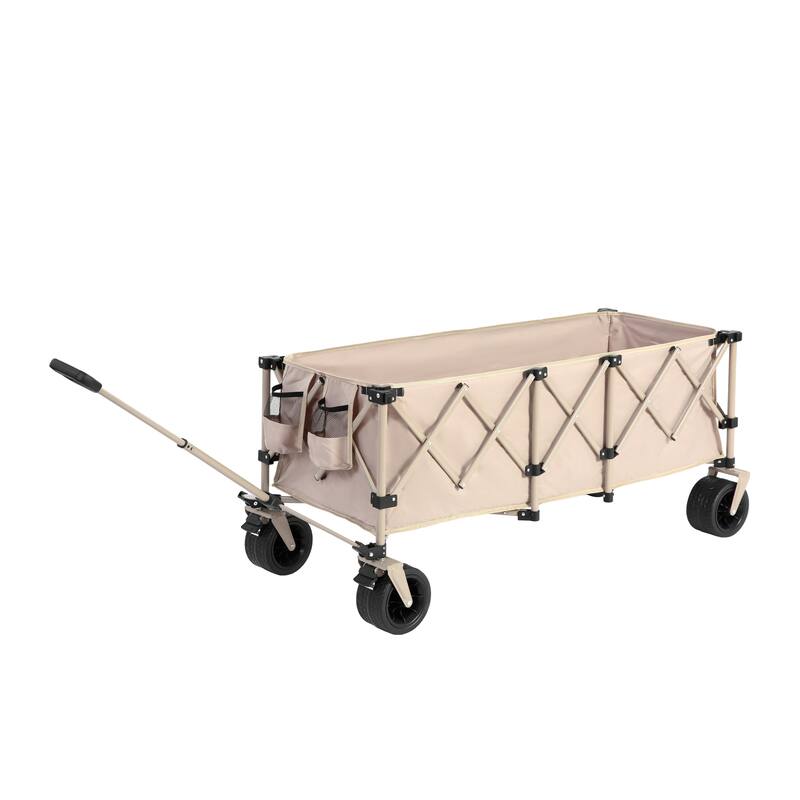 Foldable Wagon with All-Terrain Wheels & Drink Holders, 220lb Capacity