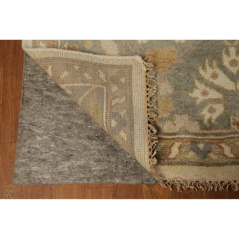 Earth Tone Oushak Indian Large Rug Hand-Knotted Wool Carpet - 12'2" x 14'10"