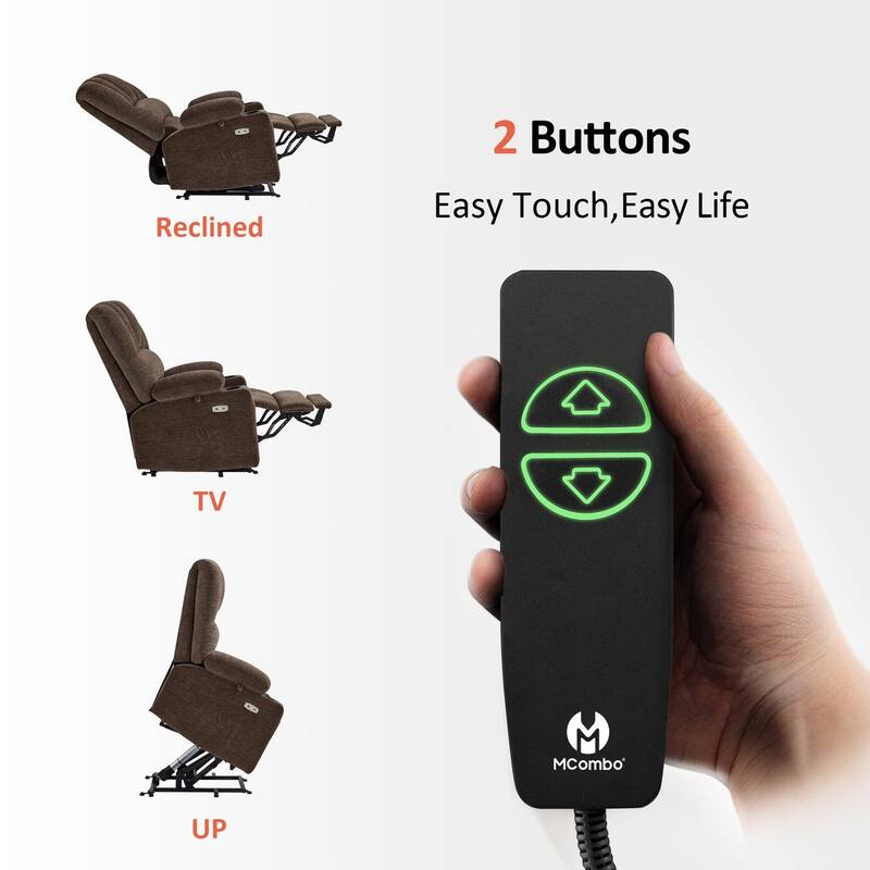 Power Lift Recliner Chair for Elderly, Massage and Heat, Faux Leather & Fabric