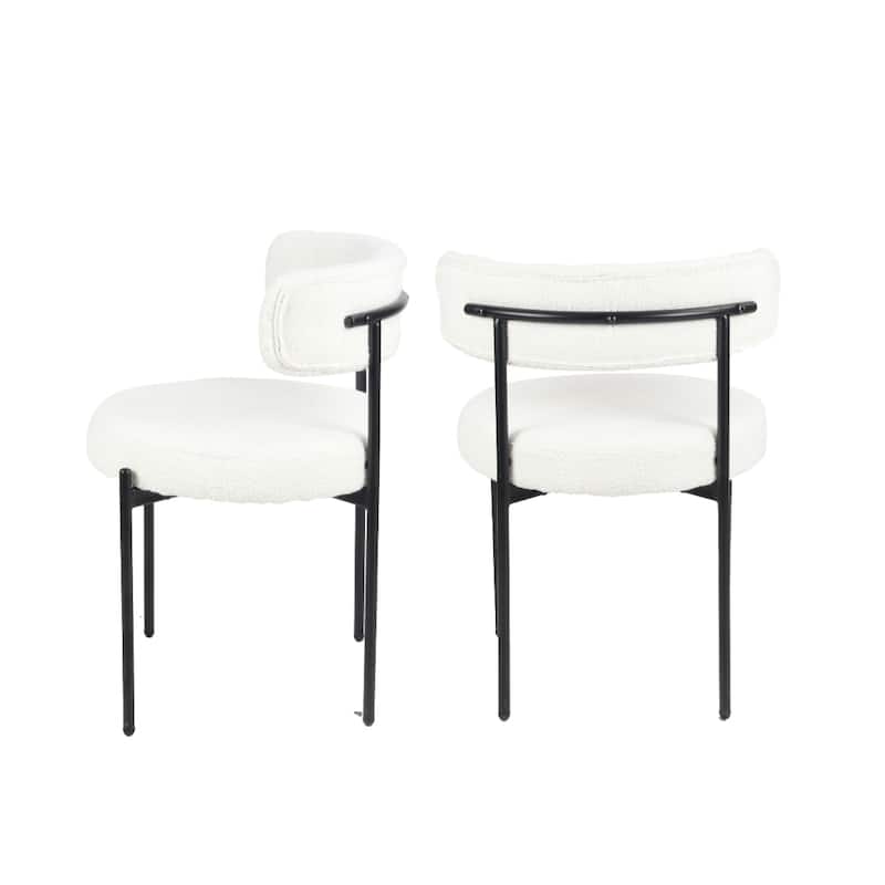 Modern Round Boucle Dining Chairs, Set Of 2