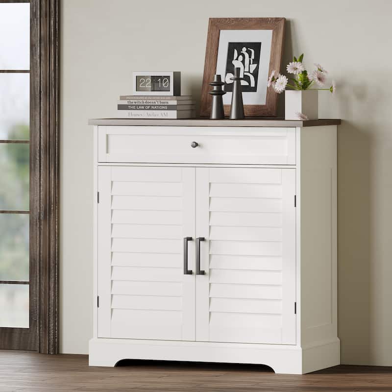 16 Pair Shoe Cabinet,Freestanding Entryway Storage Organizer with Drawer,Living Room, Bedroom, White