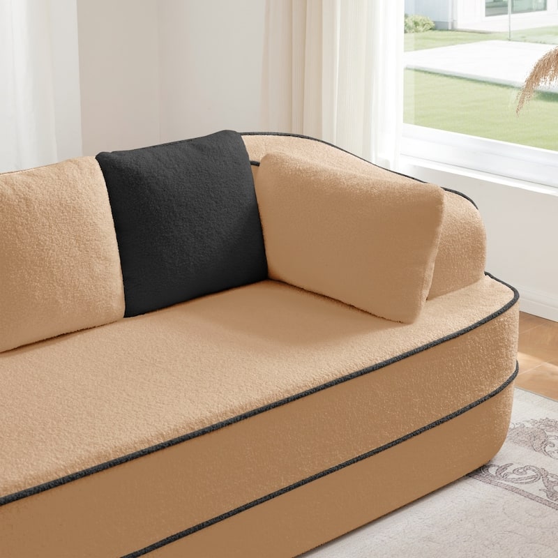 105.9" Modular L-shaped Teddy Velvet Sectional Sofa with Chaise and Curved Armrest