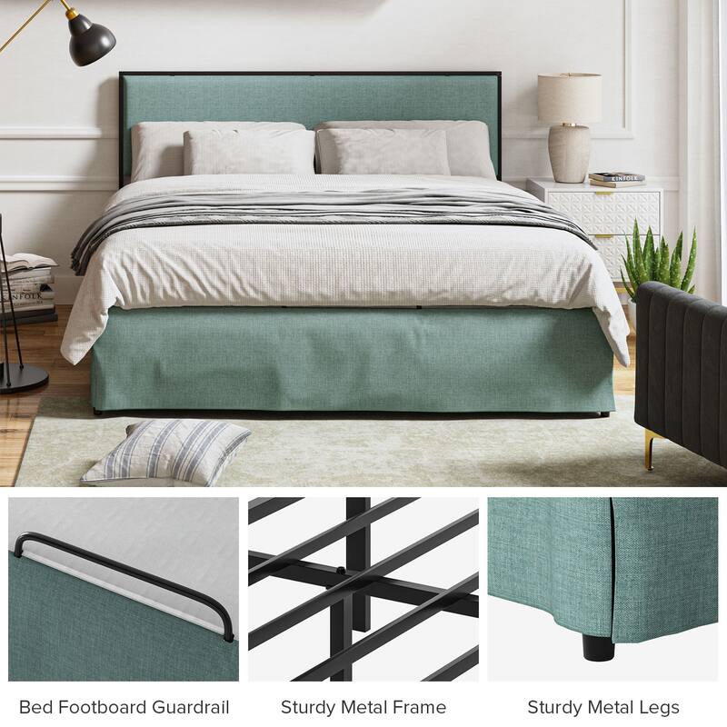 Oliver Modern Washable Slipcover Bed Upholstered Metal by HULALA HOME