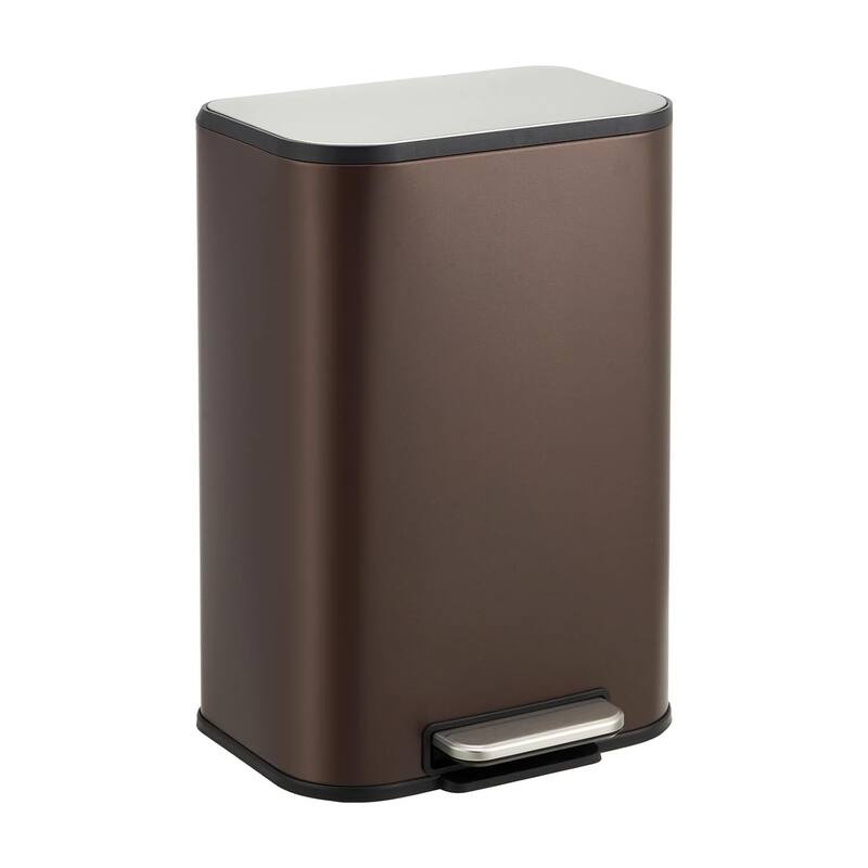 3.2 Gallon Trash Can with Soft Close Lid for Bathroom, Kitchen, Home, Office - Brown