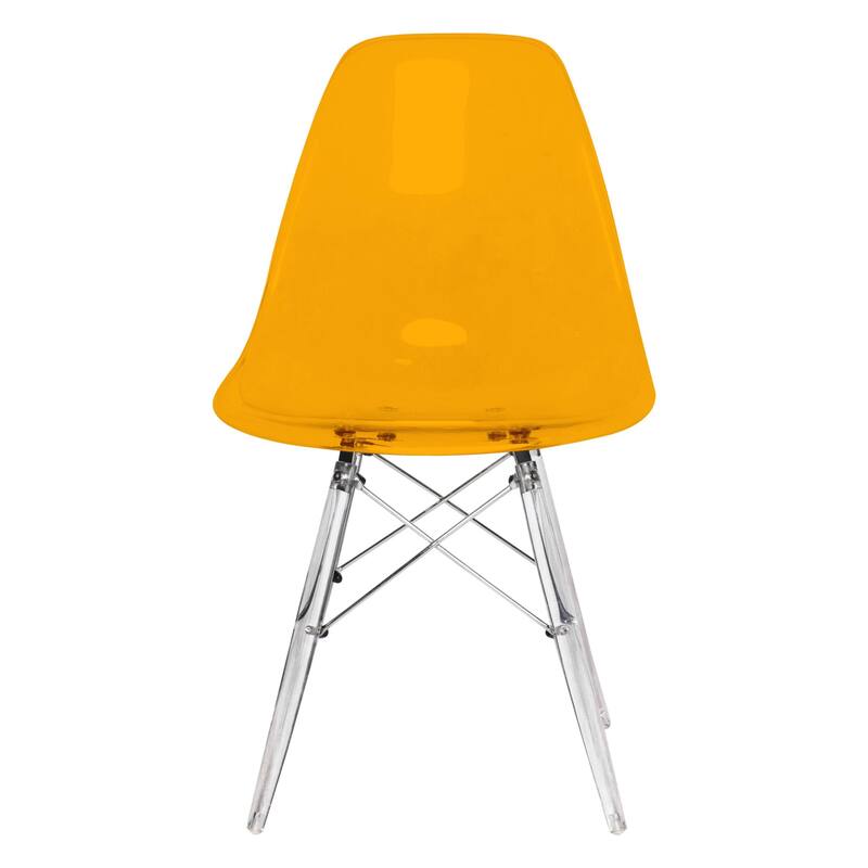 LeisureMod Dover Molded Side Chair with Acrylic Base, Set of 4 - Red - 36 x 32.4 x 16.25