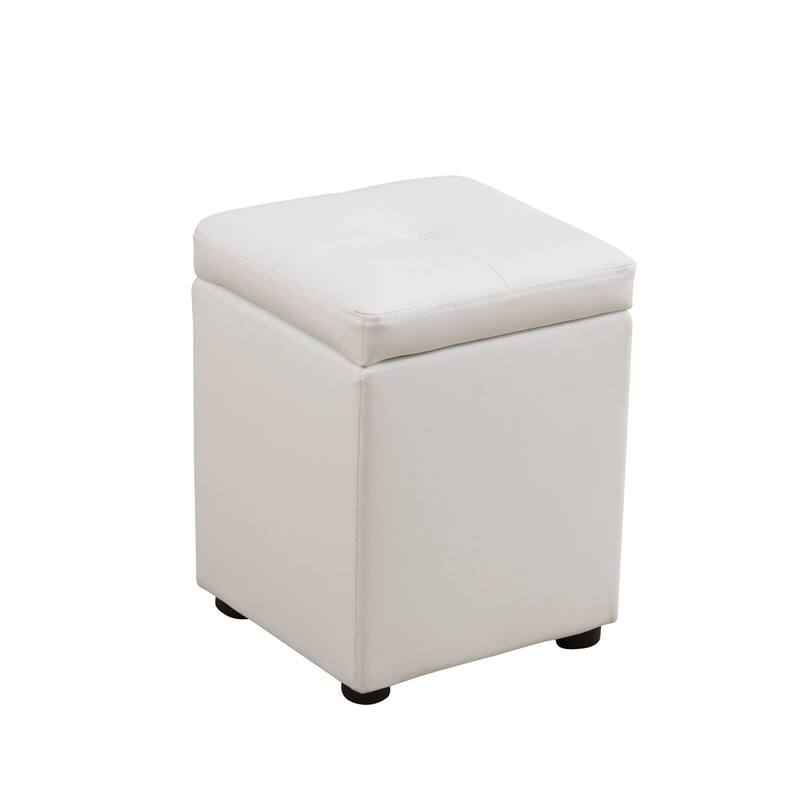 Pure White Cat-Scratch Leather Living room Square High Stool