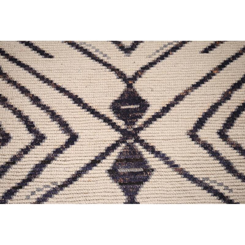 Geometric Moroccan / Modern Area Rug Handmade Wool Carpet - 7'10"x 10'9"