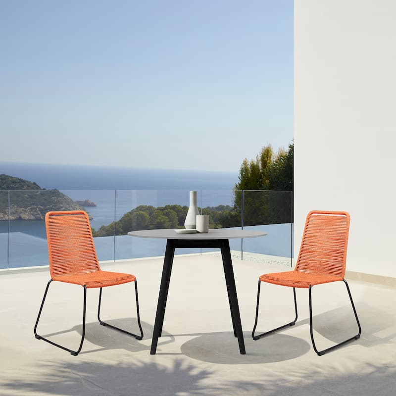 Shasta Metal and Rope Outdoor Patio Stackable Dining Chairs - Set of 2