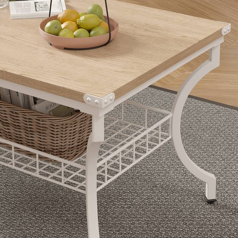 VECELO Mid Cectury 3-pieces Coffee Table Set, 3-Piece Living Room Table Set(Set of 3)