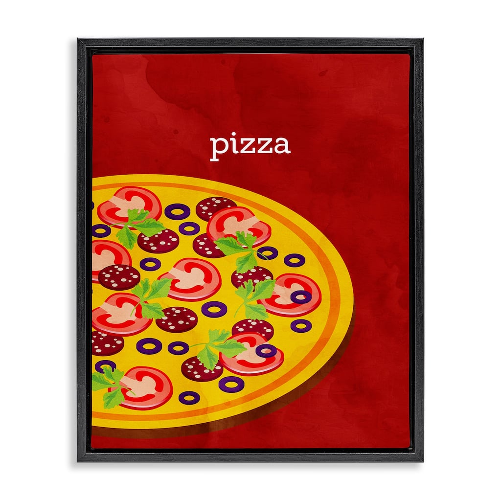 Stupell Tasty Savory Pizza Framed Floater Canvas Wall Art Design By Kim Allen