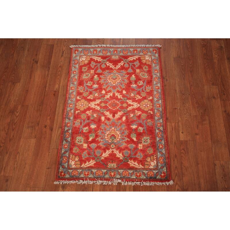 Floral Kazak Oriental Foyer Rug Hand-Knotted Traditional Wool Carpet - 2'0" x 3'0"