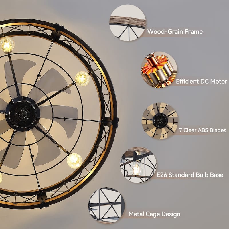 21-In LED Chandelier Ceiling Fan with Light Remote(3-blade)