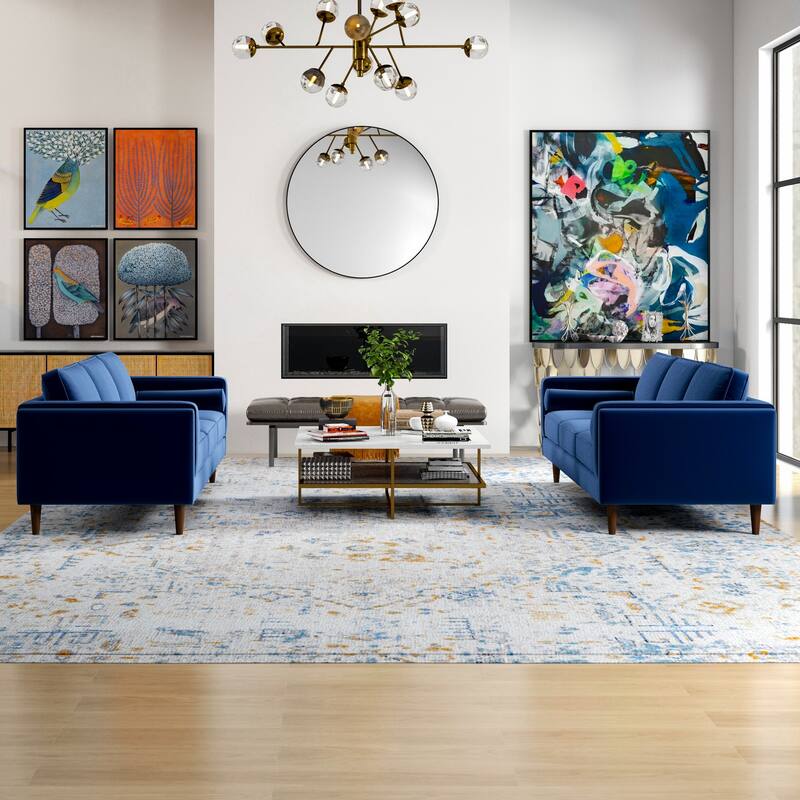 Fatih Mid Century Velvet Sofa Set