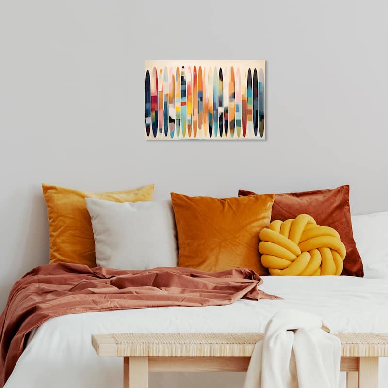 Wynwood Studio Canvas Abstract Our Surfboards Blue and Cream White Modern & Contemporary Wall Art Canvas Print - 24 x 16