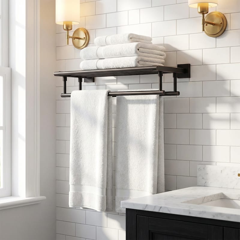 WOWOW Two Towel Holders Wall mounted Towel Rack