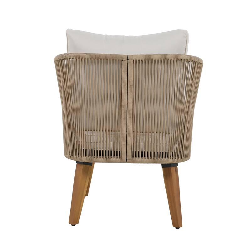 4pc Patio Conversation Group Set wLoveseat, 2 Accent Chairs and Table