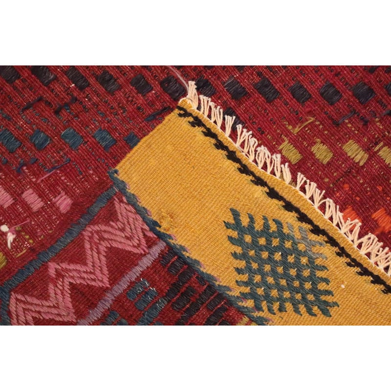 Hand Woven Oriental 100% Wool Carpet Southwestern Tribal Multi-Colored Kilim Area Rug - 9' 2'' X 5' 4''