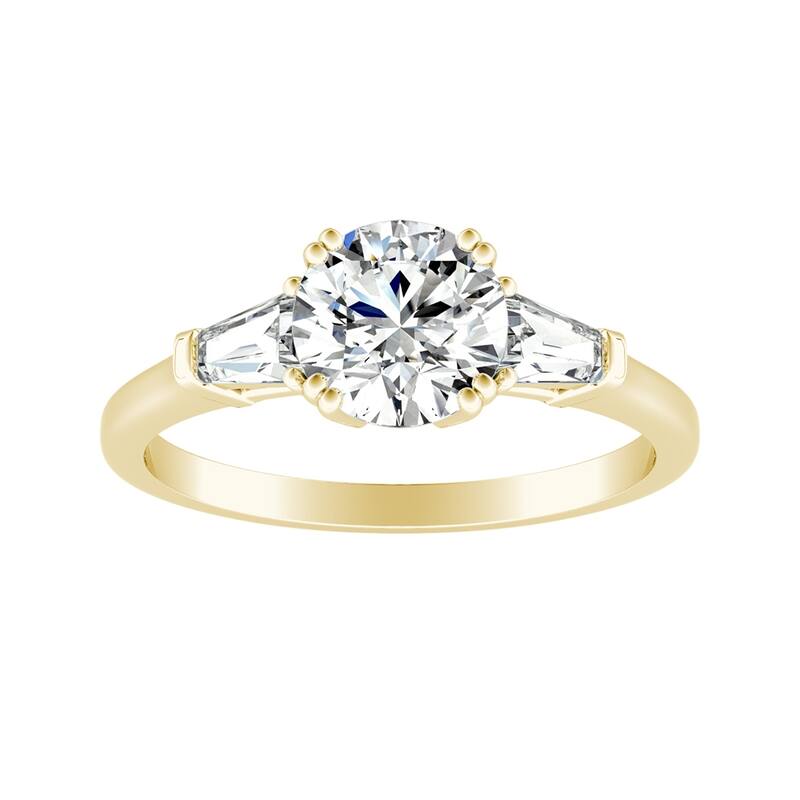 Auriya 14k Gold 9/10ctw Modern 3-stone Diamond Engagement Ring (G-H, VS1-VS2) - 5 - Yellow