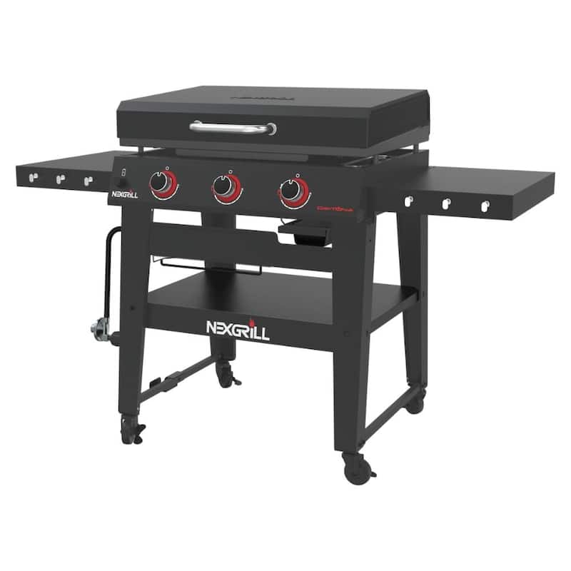Nexgrill Daytona 3-Burner Propane Gas Griddle with Side Tables - Black