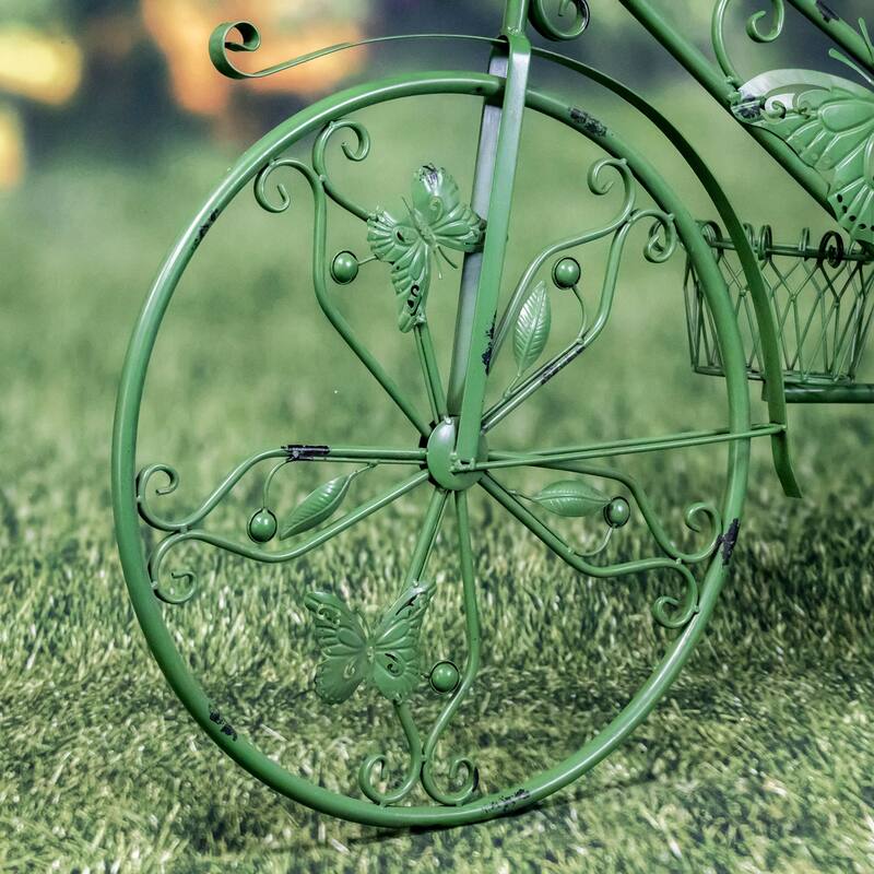 Large Iron Butterfly Bicycle Plant Stand - 56"x17"x37.5"