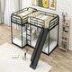 preview thumbnail 24 of 22, Full and Twin Size L-Shaped Metal Bunk Bed with Slide and Short Ladder, White, 4 Beds in 1 for Family or Guests