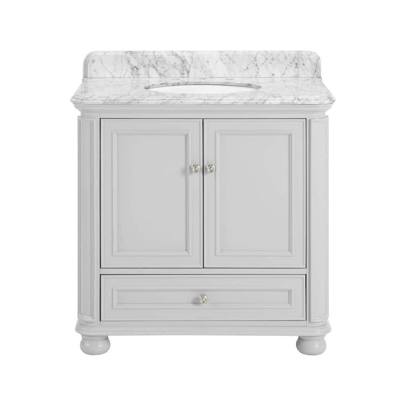 OasisAgave 30 in./ 36 in. Grey Bathroom Vanity with Marble Top Oval Sink - 36 in. Vanity