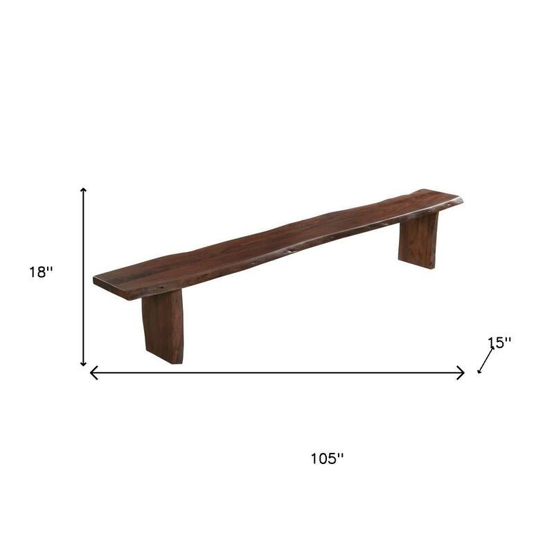 HomeRoots 105" Brown Solid Wood Solid Wood Live Edge Dining Bench - 105.00 in. x 18.00 in. x 15.00 in.