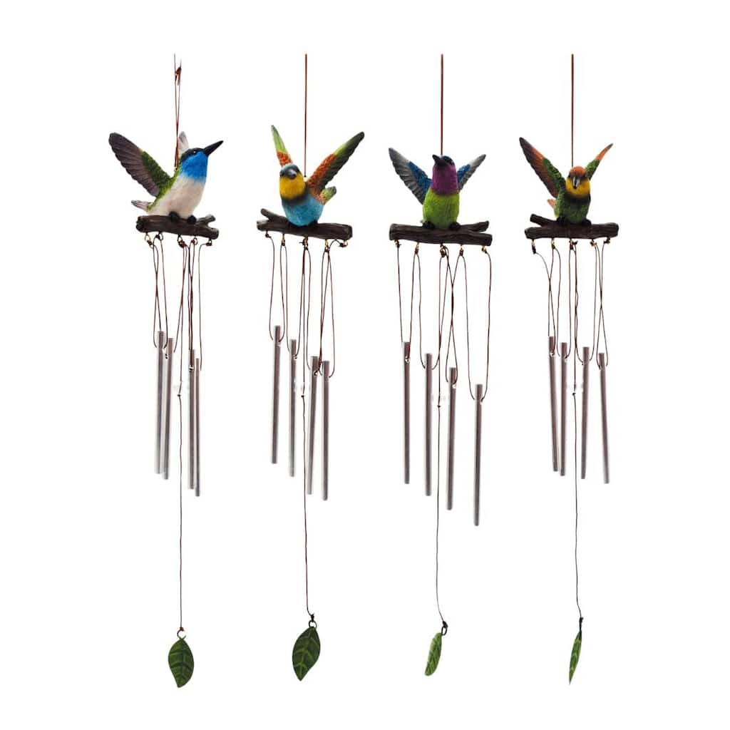 Transpac Resin/Metal Hummingbird Chime Set of 4 Spring Home Decorations