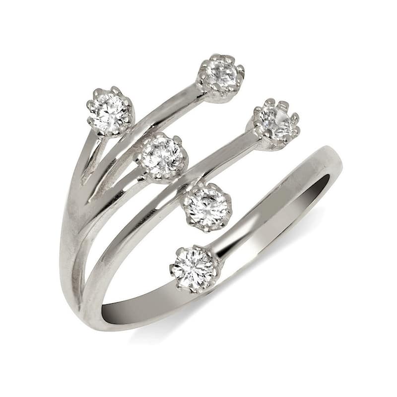 Curata Solid 10K Yellow or White Gold Elegant Waterfall Adjustable Cubic Zirconia Toe Ring (12mmx15mm)