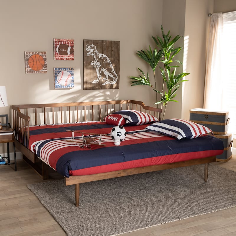 Muriel Modern and Transitional Expandable Twin to King Spindle Daybed