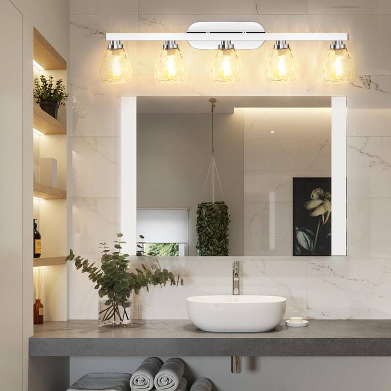 3/4/5 Light Bathroom Vanity Light Wall Sconce with Glass Shade