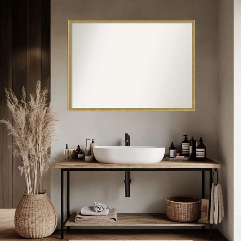 Incline Non-Beveled Wood Framed Bathroom Vanity Wall Mirror