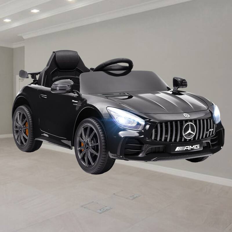 Licensed Mercedes-Benz AMG GTR 12V Kids Ride-On Car with Remote Control, Lights, Music, Horn, and 3 Speeds for Ages 3-6 - Black