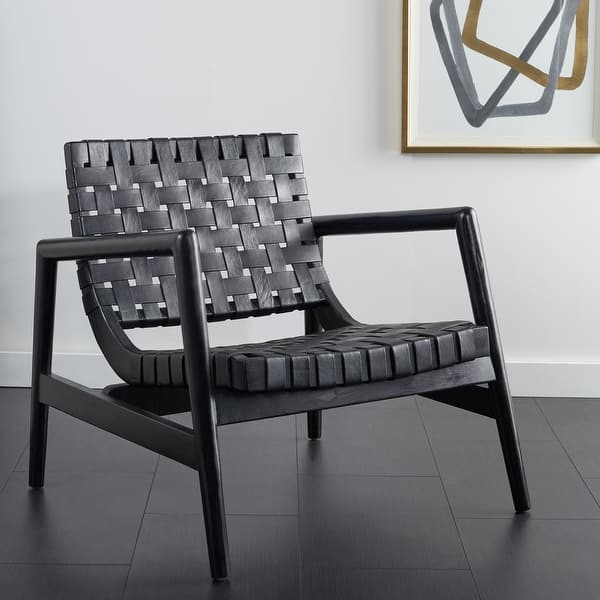 SAFAVIEH Bellona Leather Woven Accent Chair 30