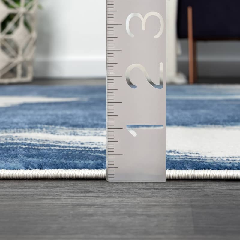 Abani Atlas Collection ATL170A Abstract Mountain Grey Blue Area Rug