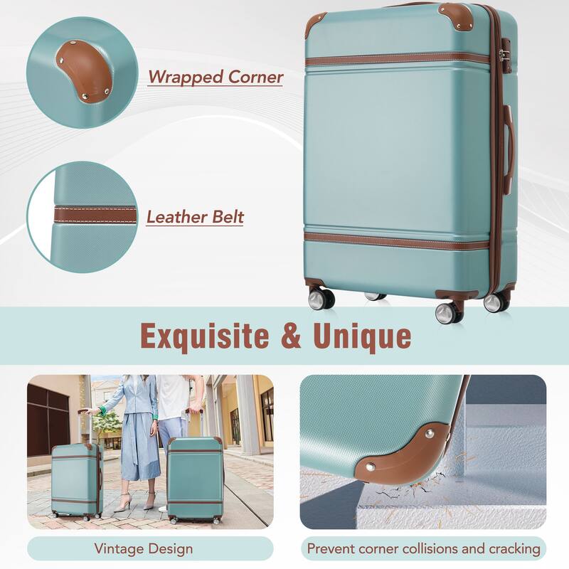 Lightweight 3-Piece Hardside Luggage Set with TSA Lock, Expandable, 20" & 24" Suitcases, Spinner Wheels