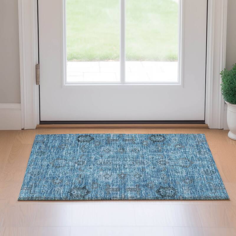 Premium Washable Super Soft Traditional Global Mayfield Rug - Blue - 1' 8" x 2' 6" - Rectangle