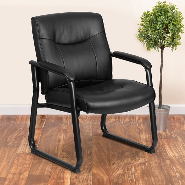 Big & Tall Soft Leather Sled Base Executive Reception Chair. Opens flyout.