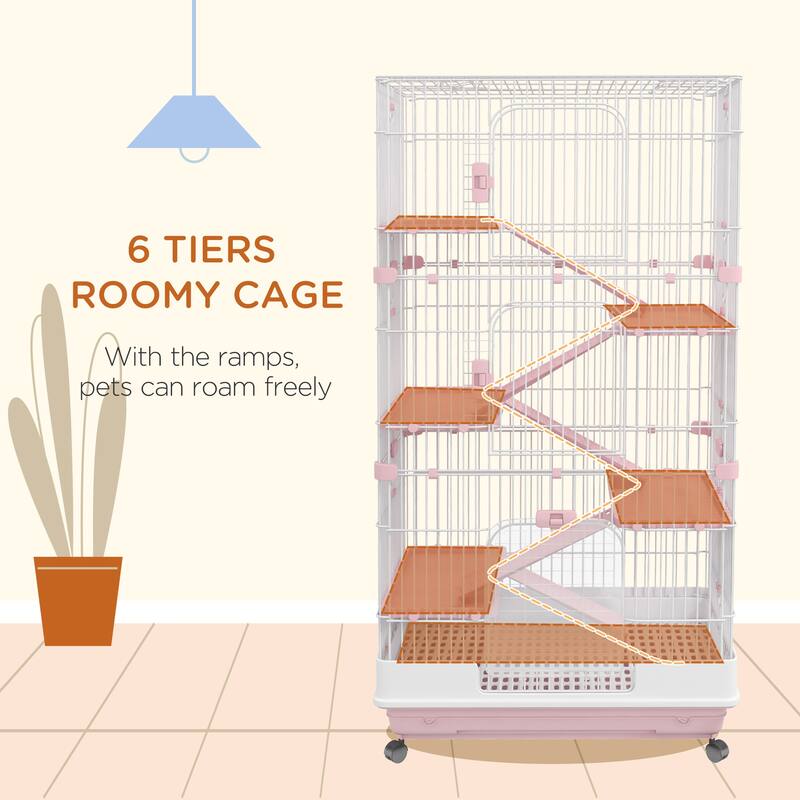 Small Animal Cage Rabbit Hutch with Universal Lockable Wheels