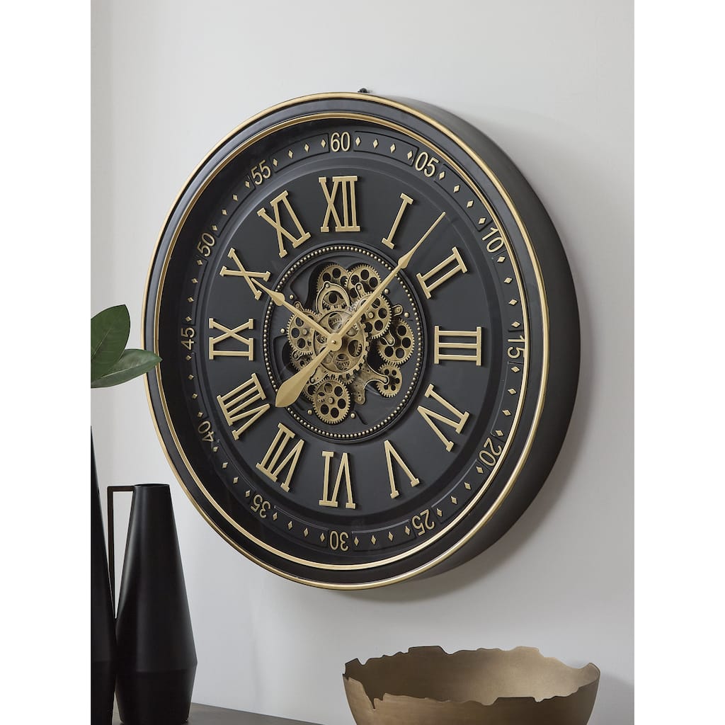 Signature Design by Ashley Dairton Black/Gold Finish Wall Clock - 32" W x 4" D x 32" H