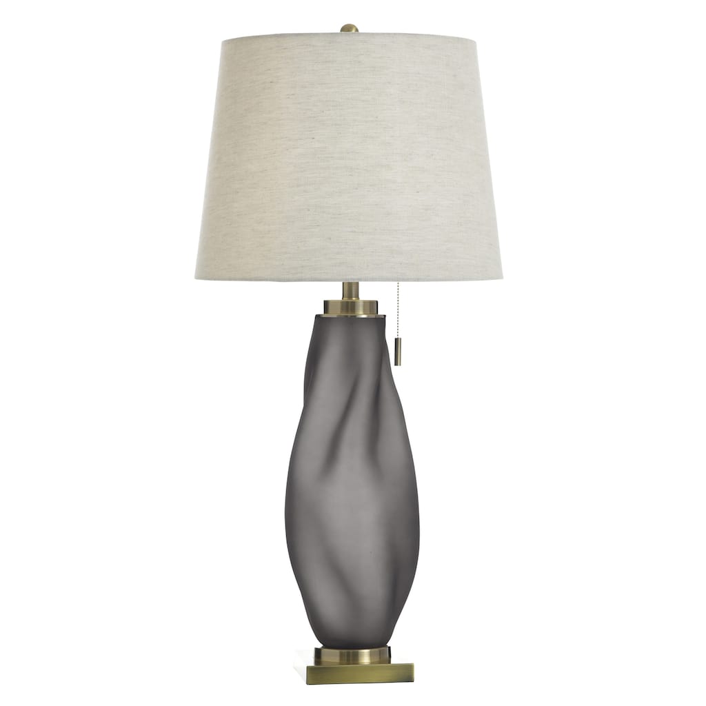 StyleCraft Smoke Milk Glass Table Lamp - Izmir Smoke - White Shade