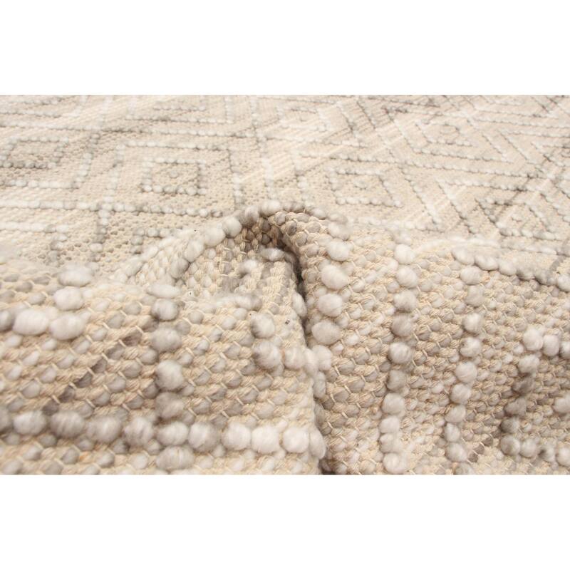 ECARPETGALLERY Braid weave Sienna Light Khaki Wool Rug - 5'0 x 8'1