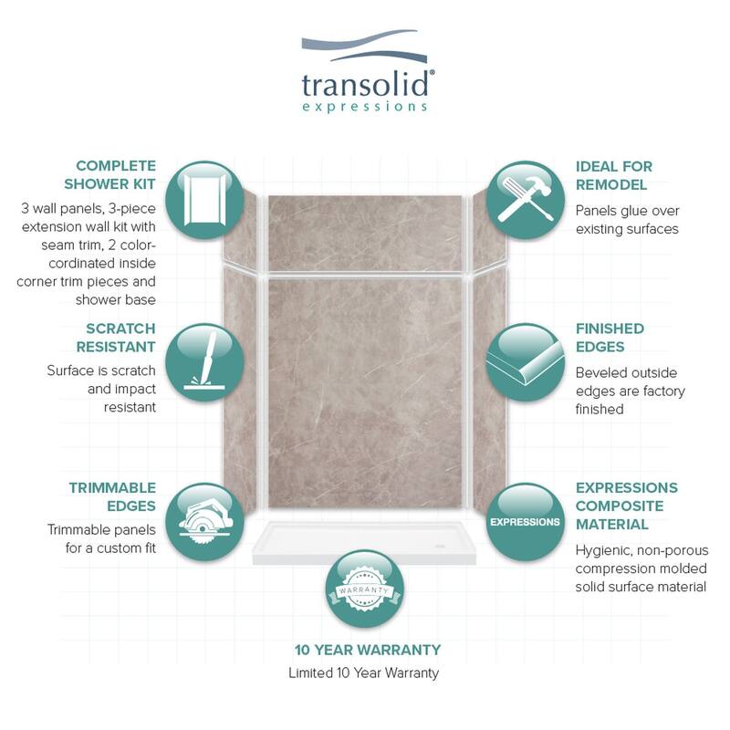 Transolid Expressions 60-in X 32-in X 96-in Glue to Wall Shower Kit - 32" x 60" x 96" - 32" x 60" x 96"