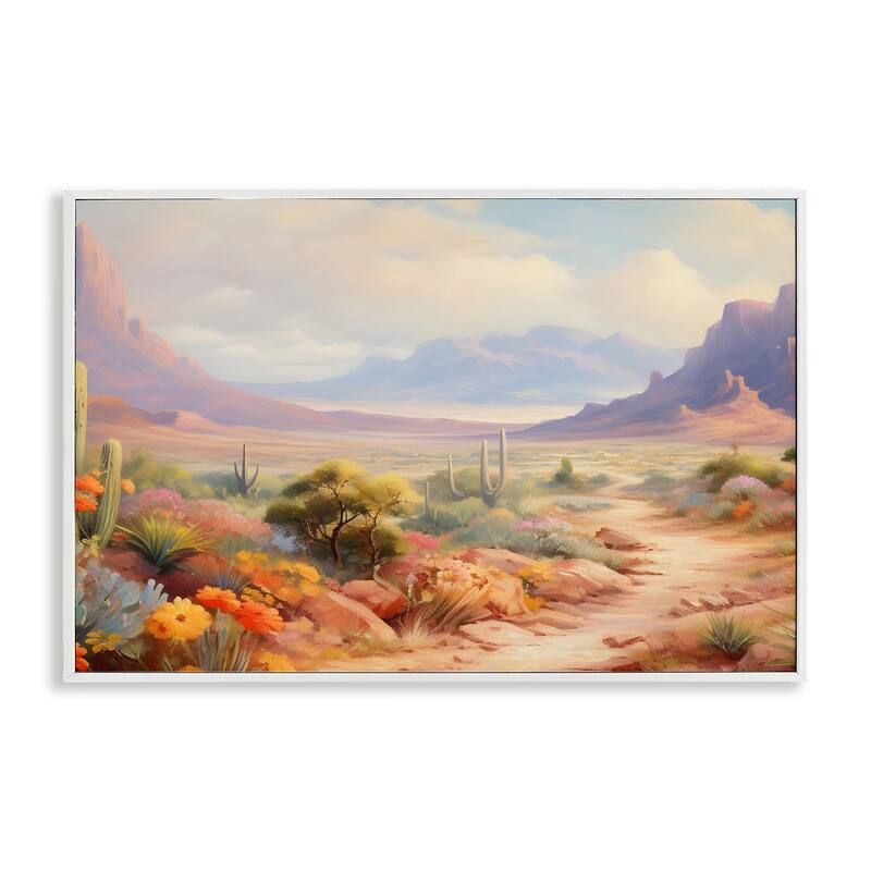 Stupell Flower Lined Desert Path Framed Giclee Art Design By Franklyn Gregory - 18 x 12 - White