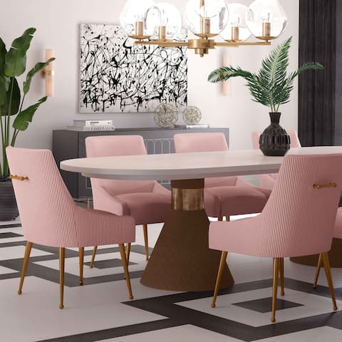 Silver Orchid Basquette Pleated Blush Velvet Side Chair