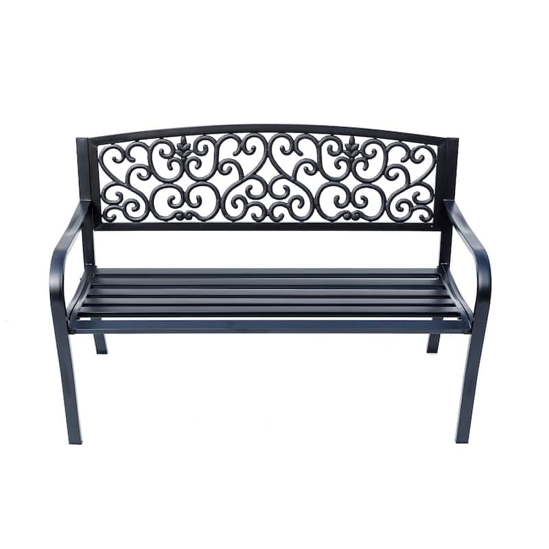 Cast Iron Garden Outdoor Bench - 50" - Black