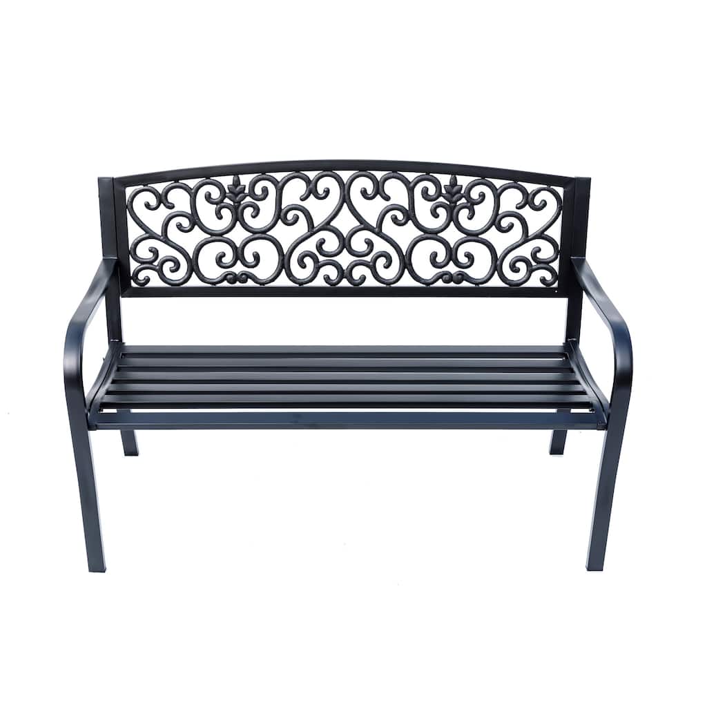 Cast Iron Garden Outdoor Bench - 50" - Black